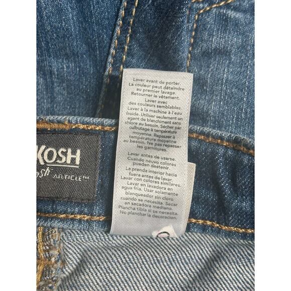 OshKosh Girls Jeans Floral Patchwork Straight Leg Size 12 Blue Denim Stretch - Picture 4 of 8